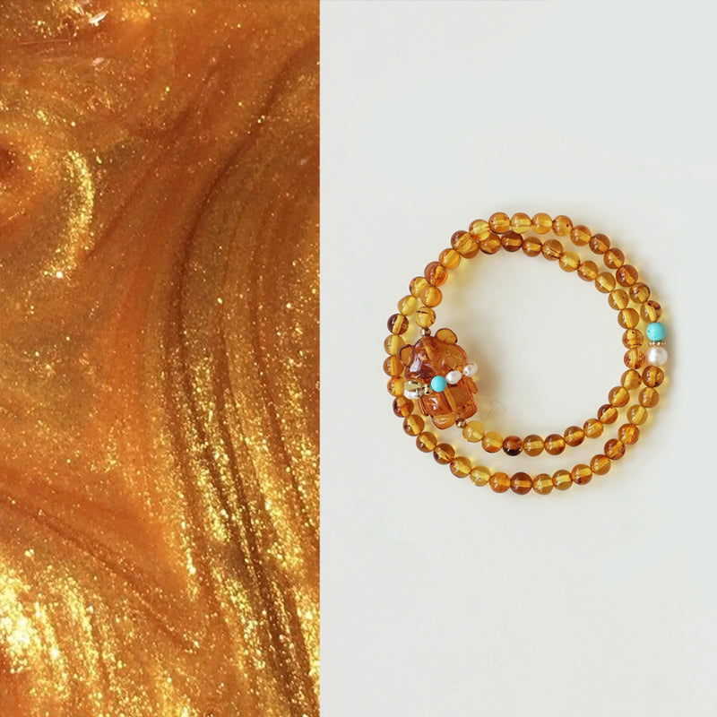 Original Chinese-Style Amber Bracelet · Sweet Heart & Serenity