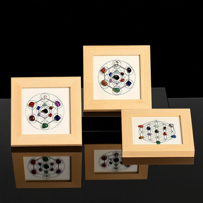 Metatron’s Cube Hexagon Crystal Frame – Natural Stone Art