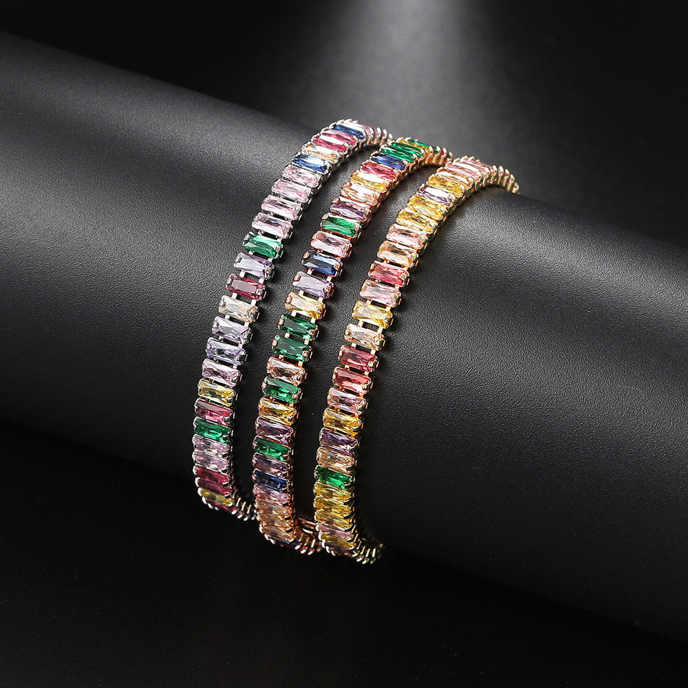 Single Row Colorful Zircon Tennis Bracelet