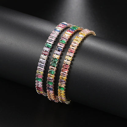 Single Row Colorful Zircon Tennis Bracelet