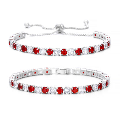 Colorful Zircon Tennis Bracelet Set – White Gold Finish