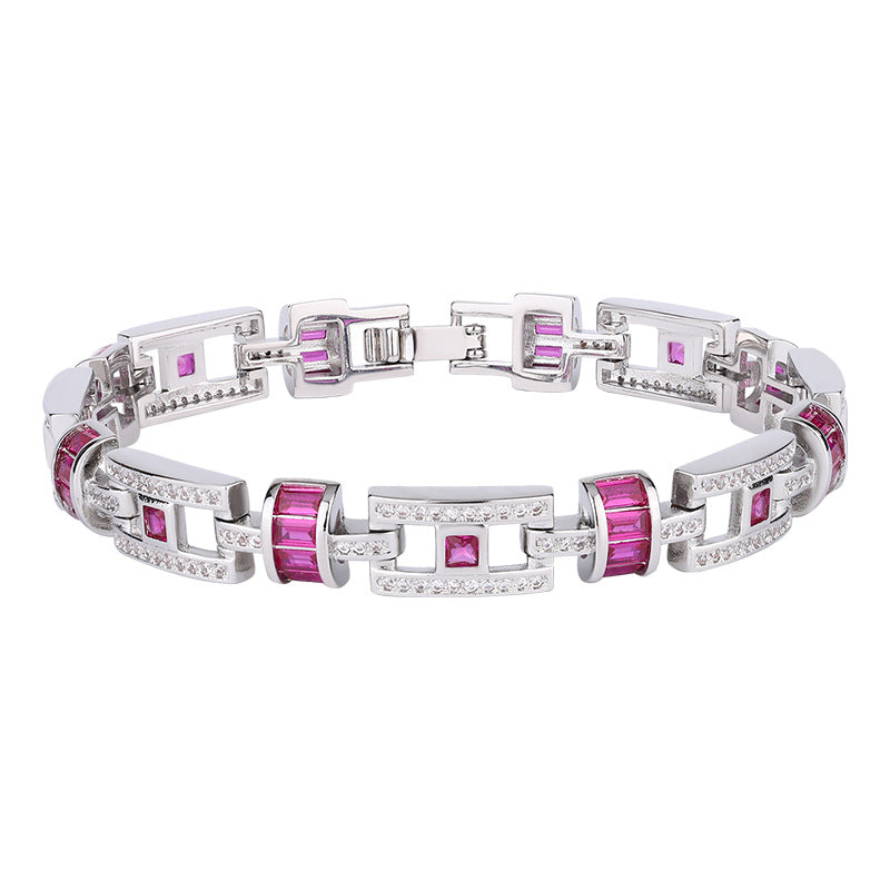 Square Ruby Cloisonné Bracelet – Luxury Style