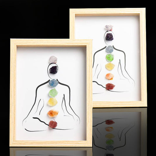 Classic Raw Chakra Crystal Frame with Light – Seven Chakras Stones