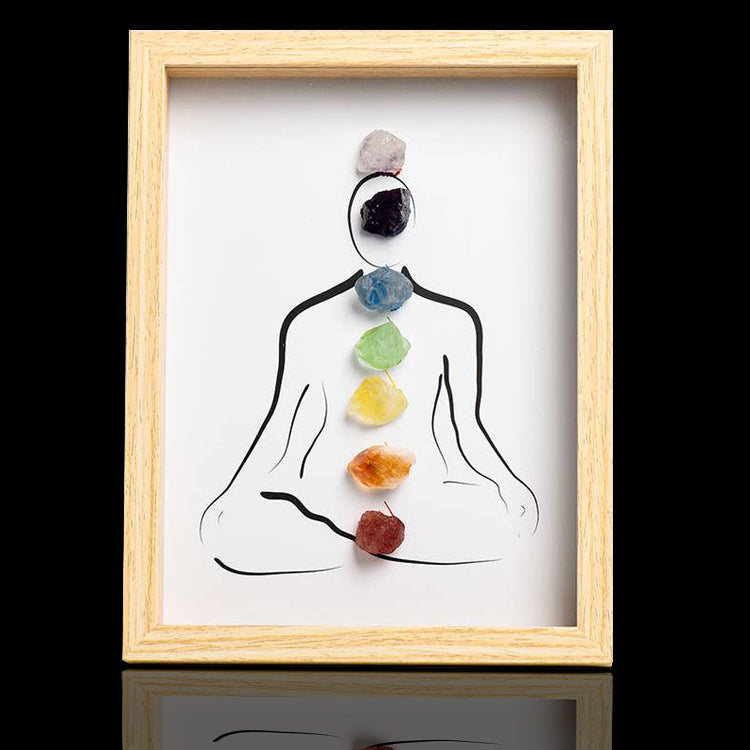 Classic Raw Chakra Crystal Frame with Light – Seven Chakras Stones