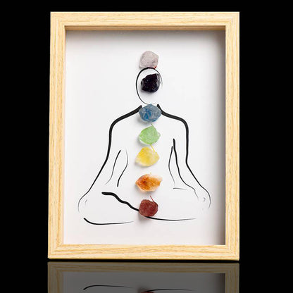 Classic Raw Chakra Crystal Frame with Light – Seven Chakras Stones