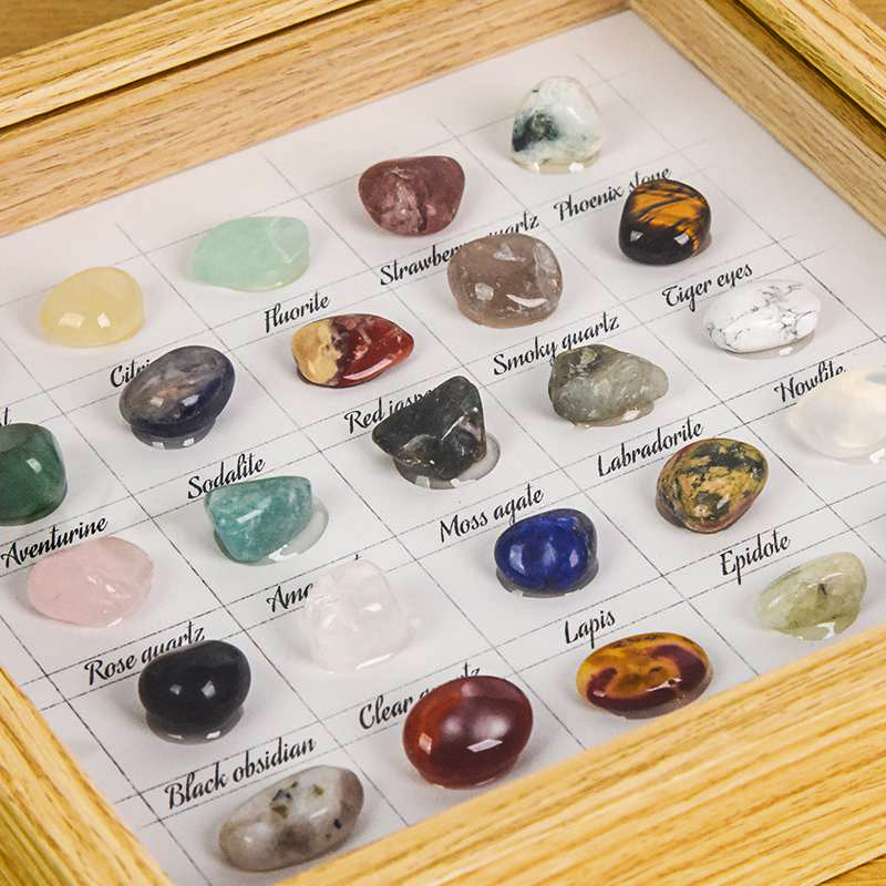 25-Color Polished Rainbow Crystal Raw Stone Frame