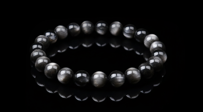 Handcrafted Obsidian Bracelet with Silver/Gold Accents – Protection & Fortune