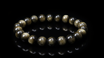 Handcrafted Obsidian Bracelet with Silver/Gold Accents – Protection & Fortune