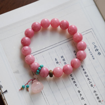 Elegant Tingxi Bracelet – Rhodochrosite & Rose Quartz for Energy & Luck