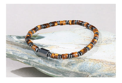 Black Stone & Yellow Tiger Eye Bracelet – Unisex