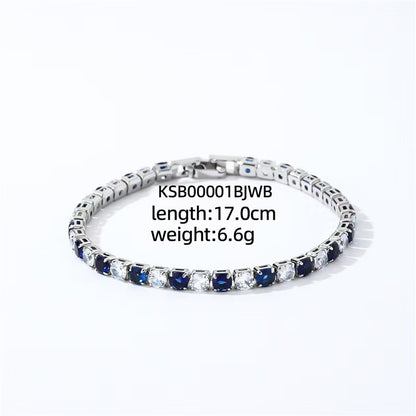Colorful Zircon Tennis Bracelet Set – White Gold Finish