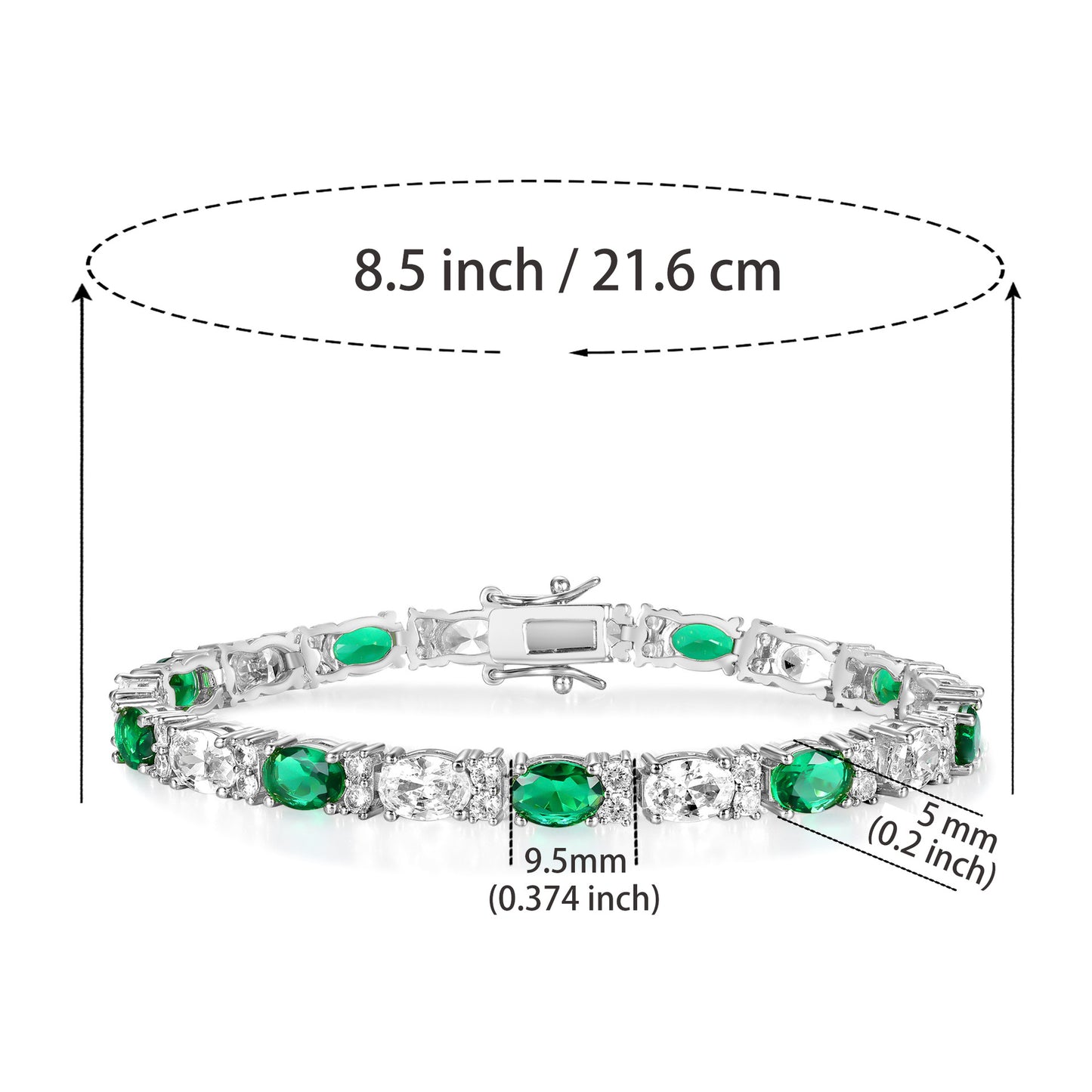 5mm White & Green Zircon Tennis Bracelet