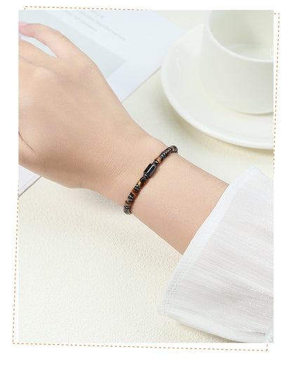 Black Stone & Yellow Tiger Eye Bracelet – Unisex