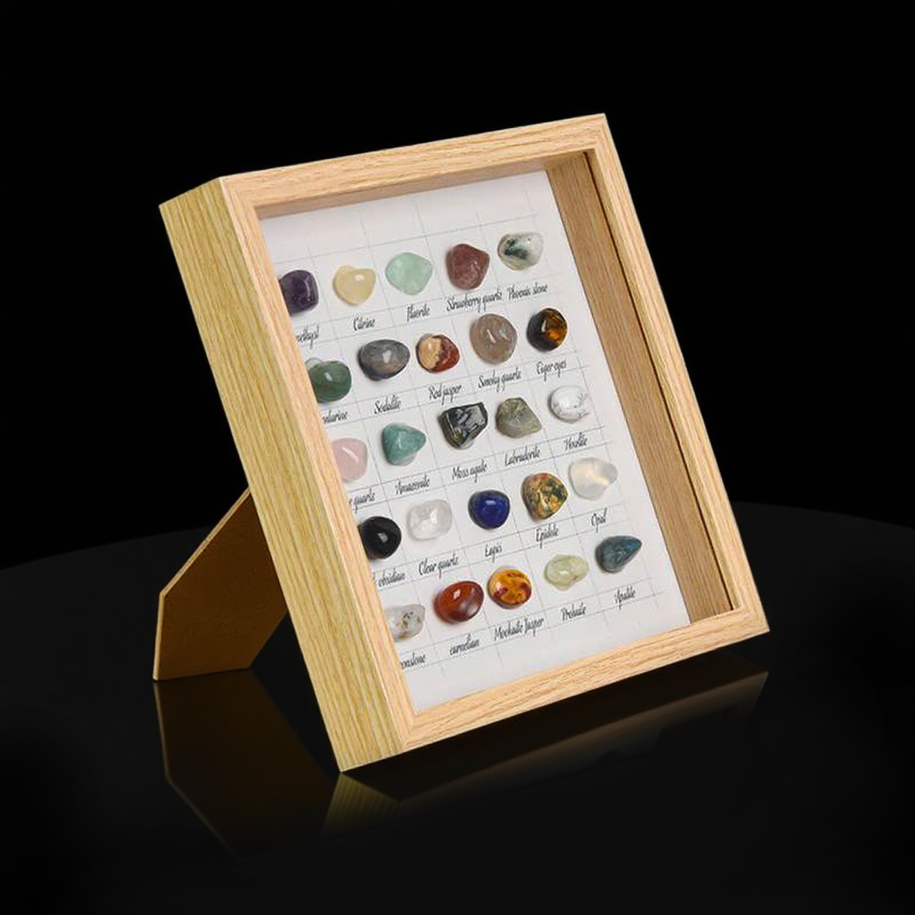 25-Color Polished Rainbow Crystal Raw Stone Frame