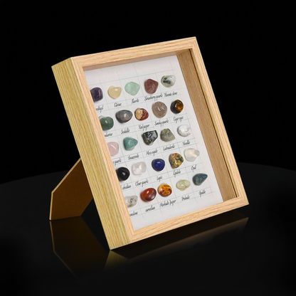 25-Color Polished Rainbow Crystal Raw Stone Frame