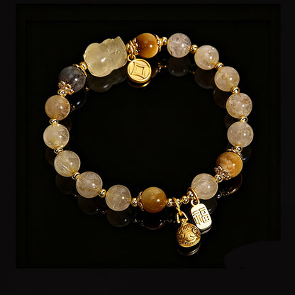 Rutilated Quartz & Tiger Eye Bracelet – Attract Wealth & Positive Energy
