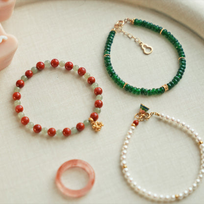 Natural Jade & South Red Agate Bracelet – Dual Dream of Balance