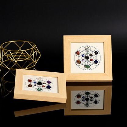 Metatron’s Cube Hexagon Crystal Frame – Natural Stone Art