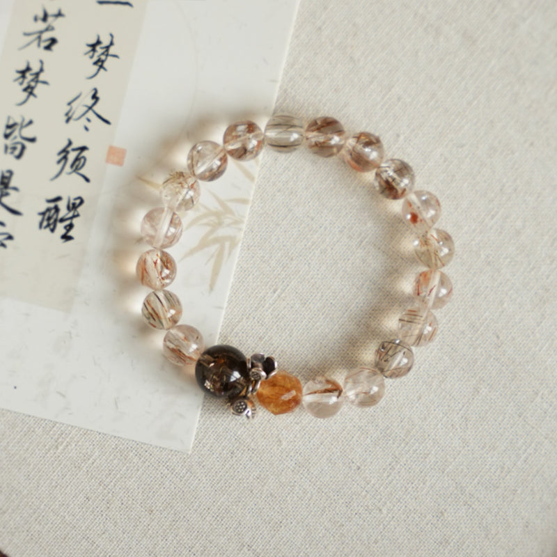 Original Chinese-Style Bracelet – Rutilated Quartz & Yellow Crystal for Wealth & Clarity