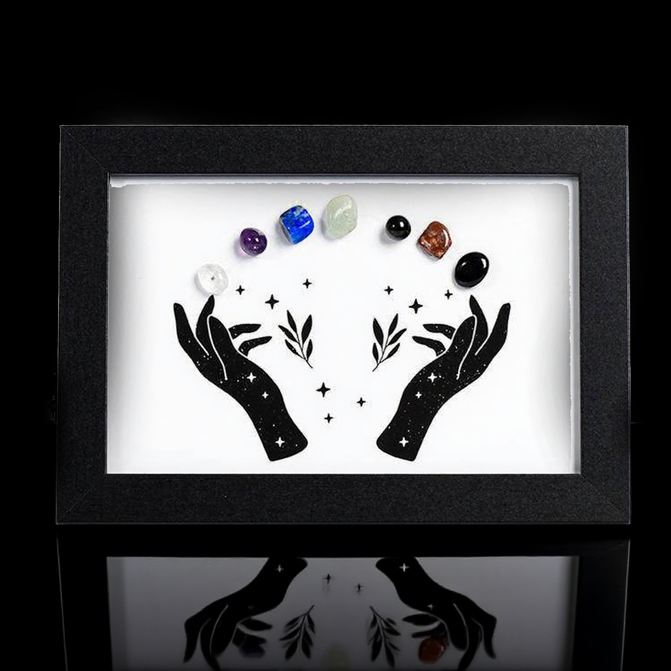 Seven Chakras Crystal Hands Frame – Rainbow Raw Stones