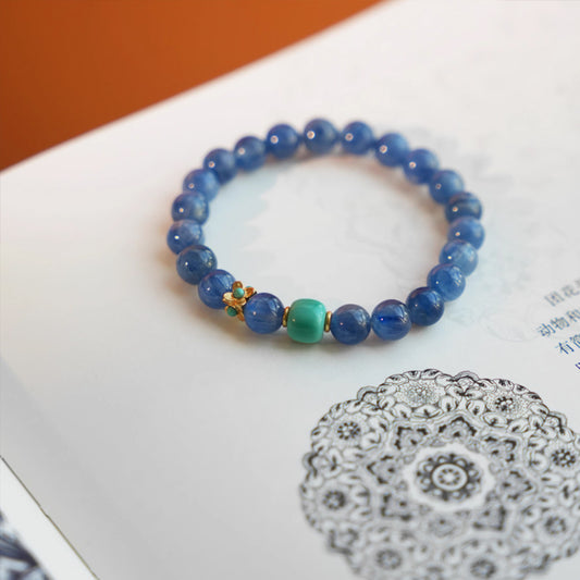 Original Chinese-Style Bracelet – Kyanite & Turquoise for Serenity & Fortune