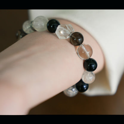 Natural White Quartz & Agate Bracelet – Serenity & Balance
