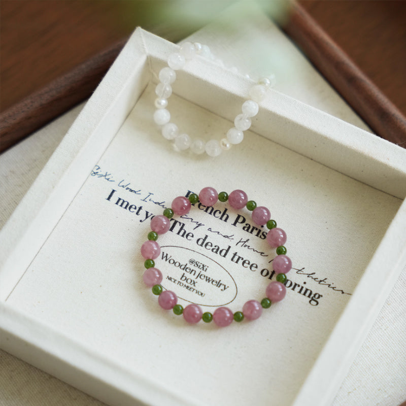 Natural Malaysian Pink Quartz & Hetian Jade Bracelet – Emotional Balance & Prosperity