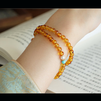 Original Chinese-Style Amber Bracelet · Sweet Heart & Serenity