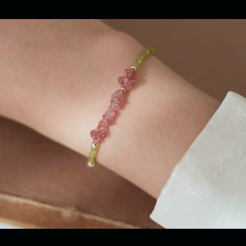Natural Peridot & Rose Quartz Bracelet – Harmony, Grace & Light