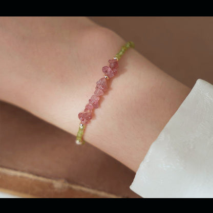 Natural Peridot & Rose Quartz Bracelet – Harmony, Grace & Light