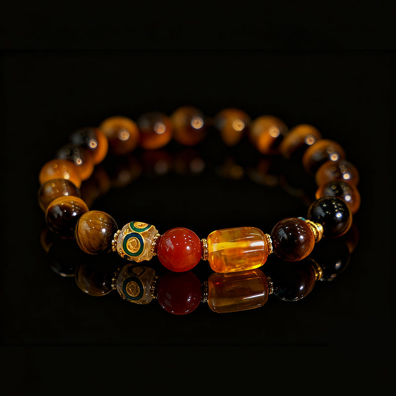 Original Chinese-Style Amber Tiger Eye Bracelet – Wealth & Protection