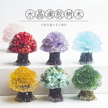 Creative Natural Crystal Stone Resin Small Tree Crystal Tree Money Tree Home Decoration Office Desktop Ornament