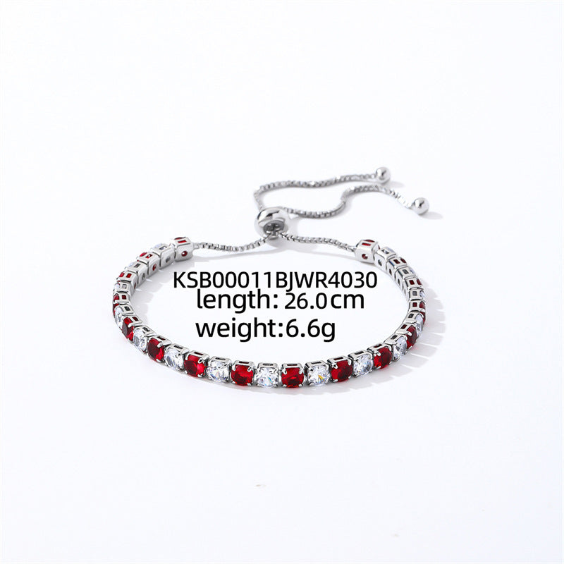Colorful Zircon Tennis Bracelet Set – White Gold Finish