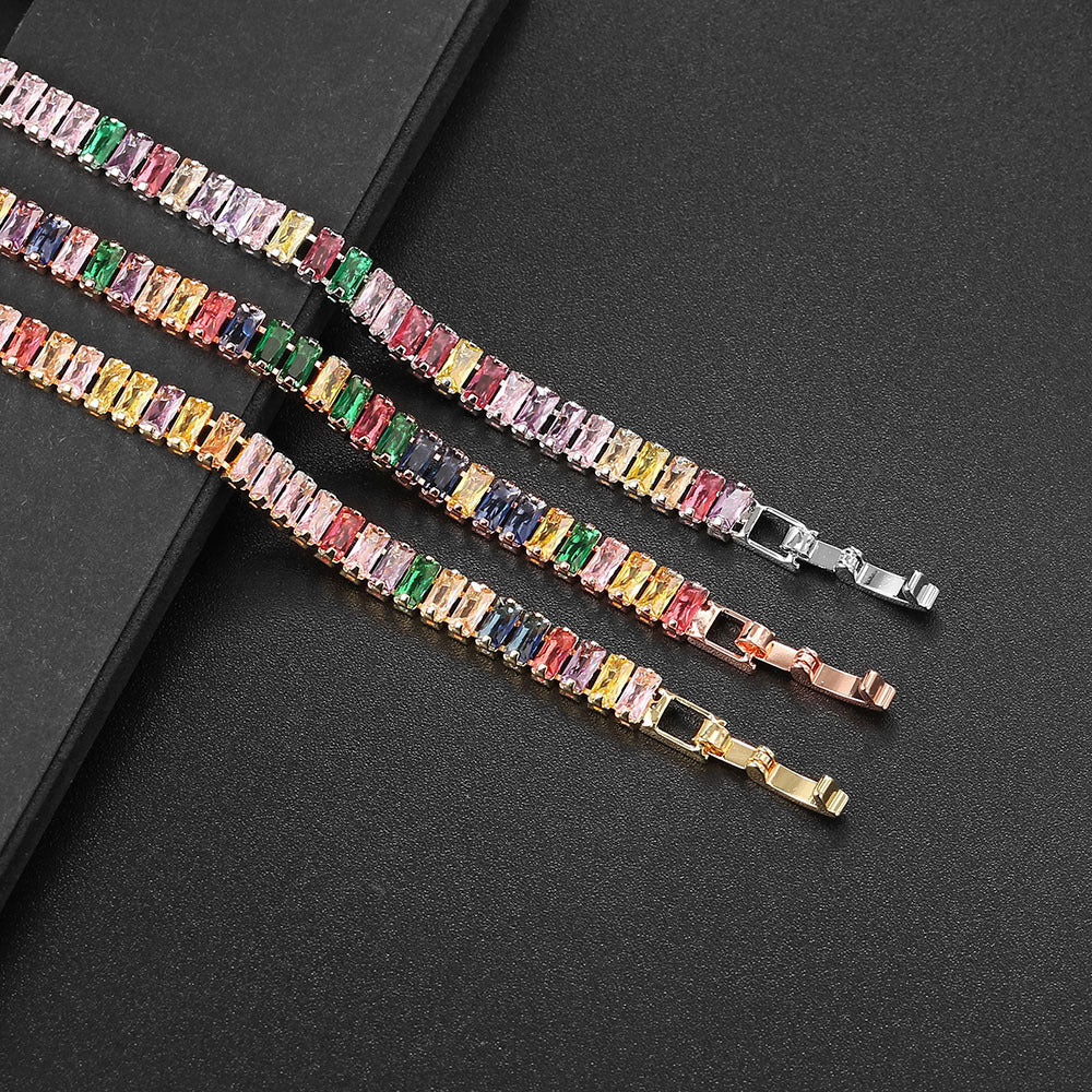 Single Row Colorful Zircon Tennis Bracelet