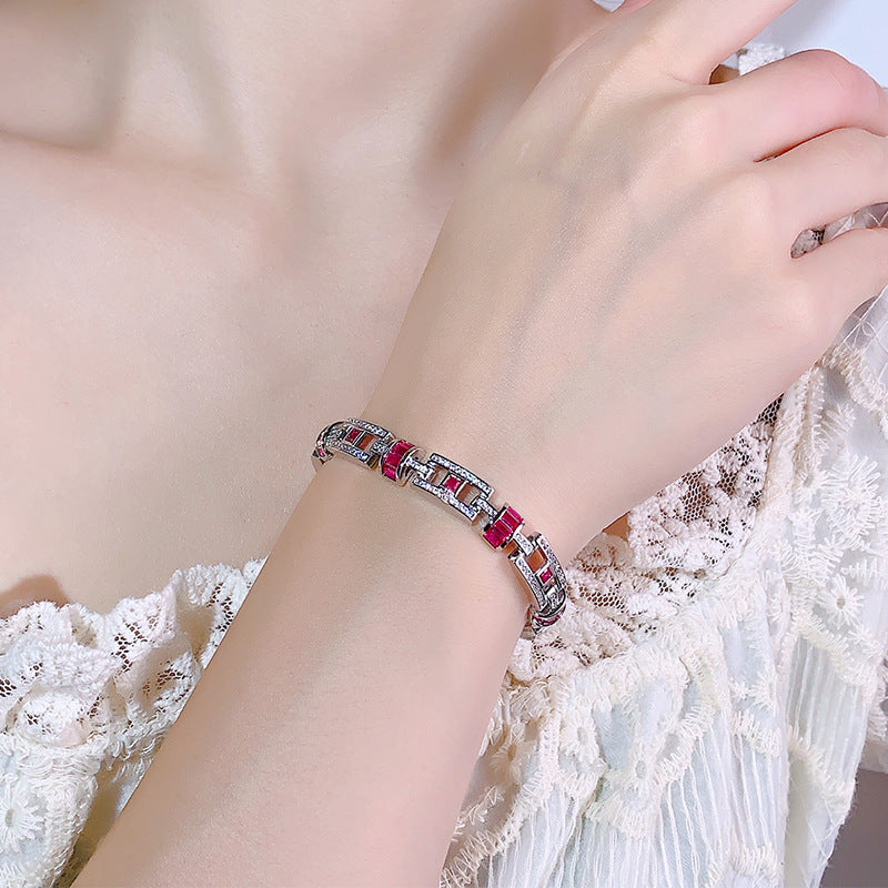 Square Ruby Cloisonné Bracelet – Luxury Style