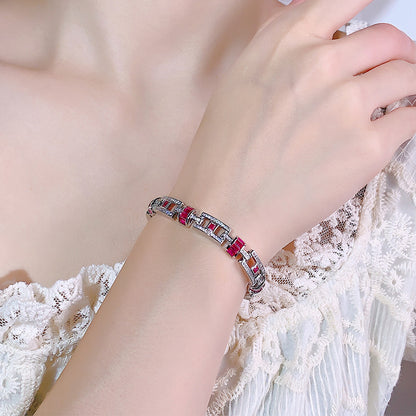 Square Ruby Cloisonné Bracelet – Luxury Style