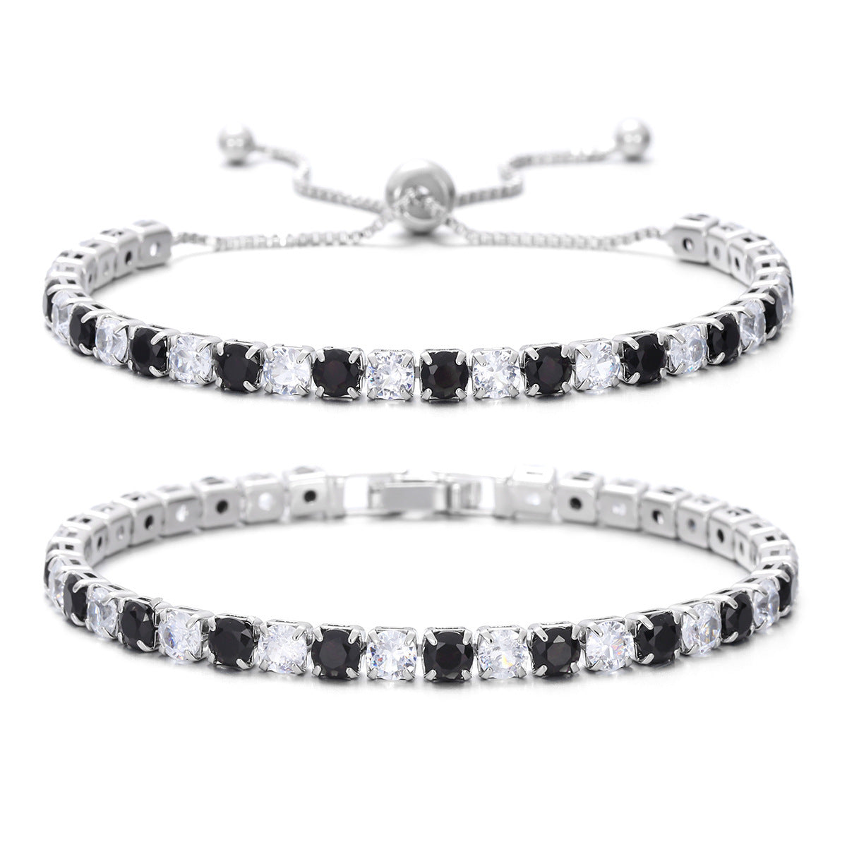 Colorful Zircon Tennis Bracelet Set – White Gold Finish