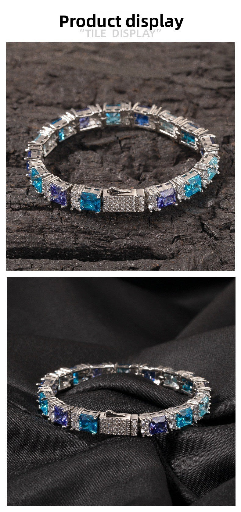 Blue Purple Gemstone Bracelet – Hip-Hop Style