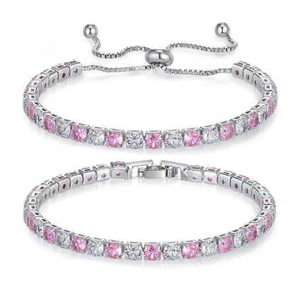 Colorful Zircon Tennis Bracelet Set – White Gold Finish