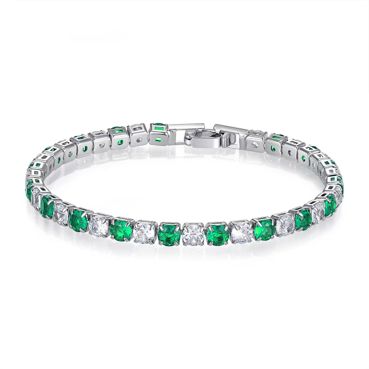 Colorful Zircon Tennis Bracelet Set – White Gold Finish