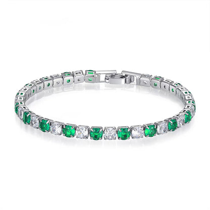 Colorful Zircon Tennis Bracelet Set – White Gold Finish