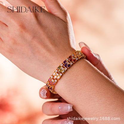 Colorful Zircon Inlaid Bracelet – Luxury Look