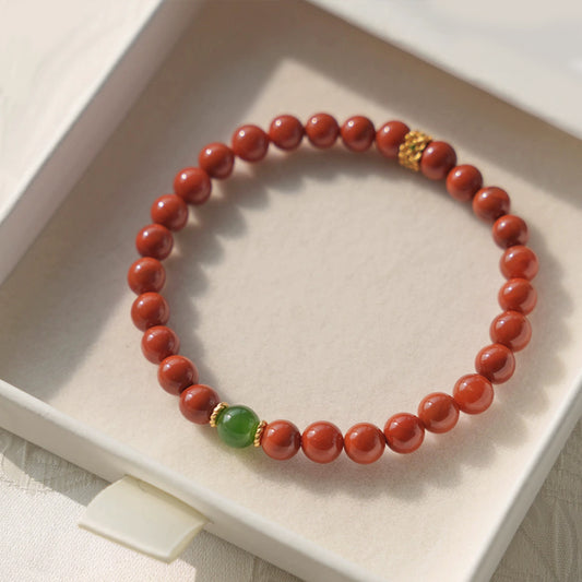 Natural South Red Agate & Jade Bracelet – Love, Fortune & Balance