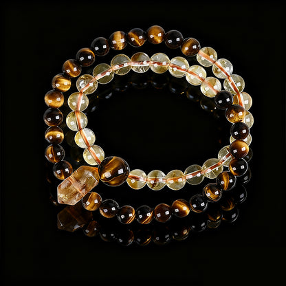 Natural Citrine & Tiger Eye Double-Wrap Bracelet – Wealth & Prosperity