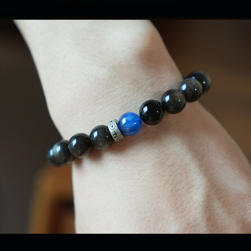 Obsidian & Blue Stone Bracelet – For Calm and Connection