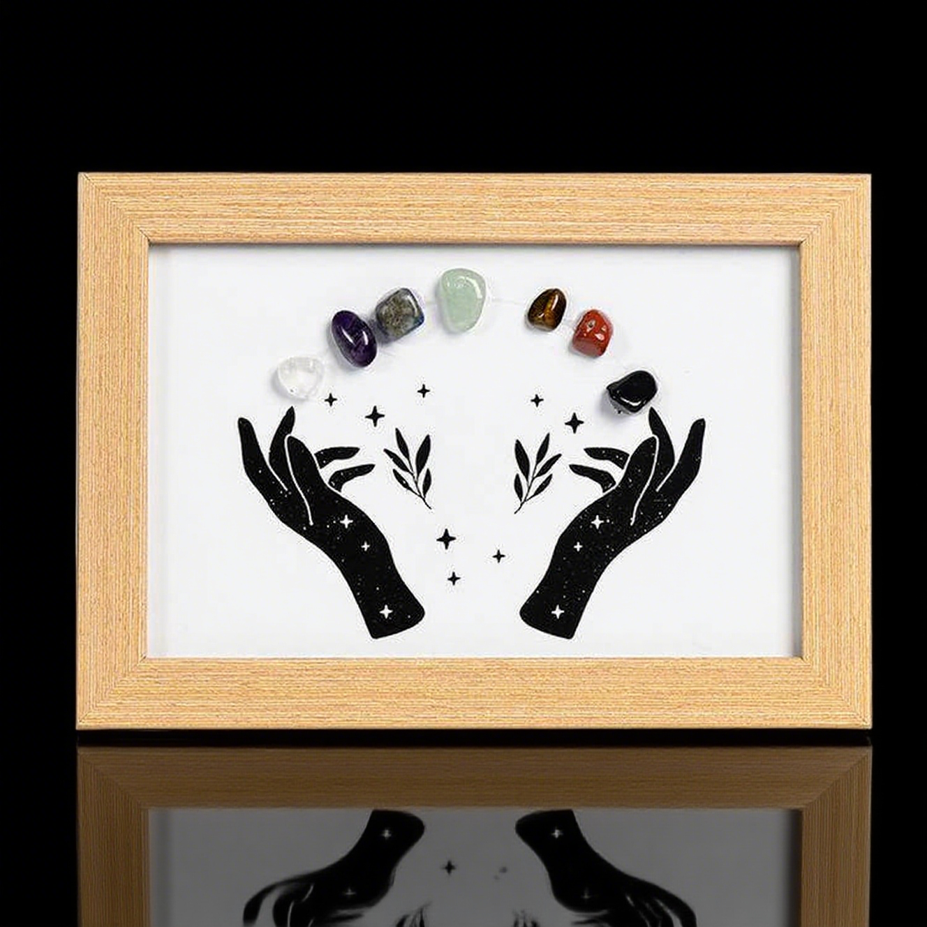 Seven Chakras Crystal Hands Frame – Rainbow Raw Stones