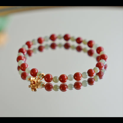 Natural Jade & South Red Agate Bracelet – Dual Dream of Balance
