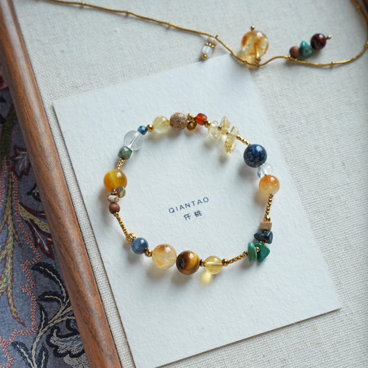 Natural Rhodochrosite & Rose Quartz Bracelet – Emotional Balance & Prosperity