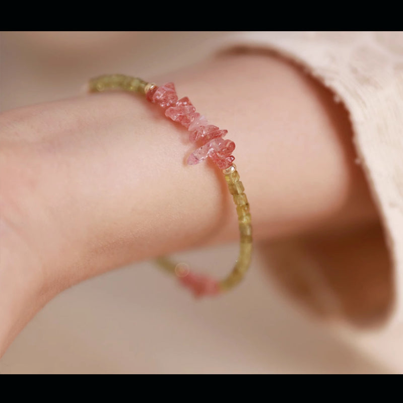 Natural Peridot & Rose Quartz Bracelet – Harmony, Grace & Light