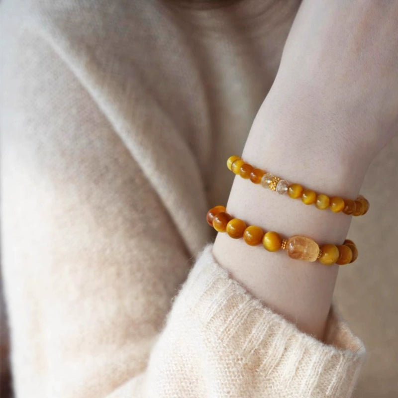 Natural White Quartz & Agate Bracelet – Serenity & Balance